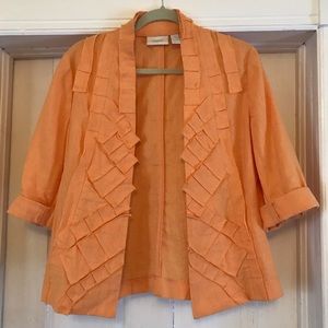 Chico’s cantaloupe linen blend open front jacket 1
